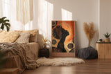 Paul Sinus Wandbild in 40x60cm Silhouette einer Frau vor grafisch-ornamentalem Hintergrund in warmen Erdtönen
