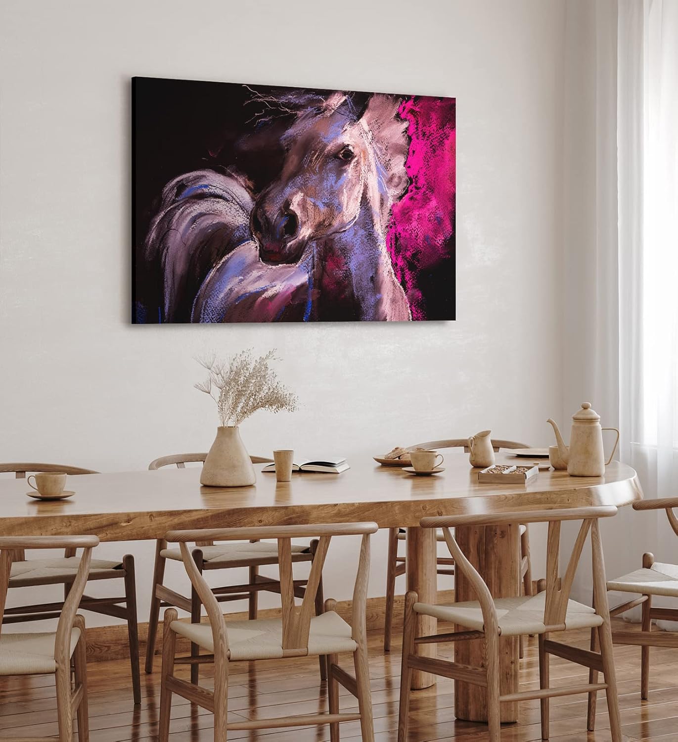 Paul Sinus Wandbild 120x80cm Pferd Wildpferd Mustang Kunstvoll Abstrakt Rosa