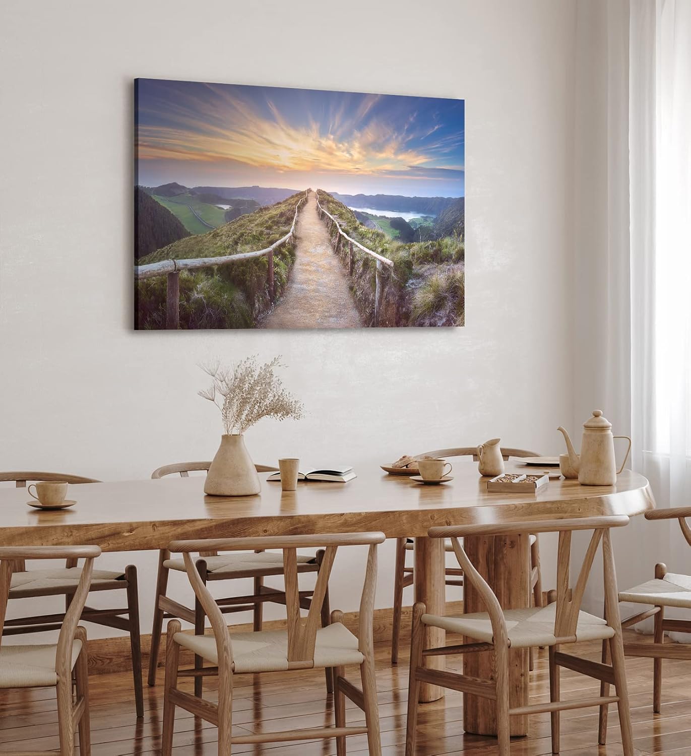 Paul Sinus Wandbild 120x80cm Ponta Delgada Azoren Portugal Berge Bergweg Sonnenuntergang