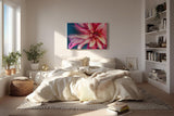 Sinus Art Wandbild 120x80cm Makroaufnahme einer farbenprächtigen Dahlie mit weichen Formen und kraftvoller Blütenmitte