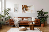 Sinus Art Wandbild 120x80cm Futuristische Lichtstrahlen in Bronze und Cremeweiß – elegant verspielt und optisch raumöffnend