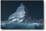 Sinus Art Wandbild 120x80cm Silbrig schimmernder Gipfel des Matterhorns vor dunklem Nachthimmel