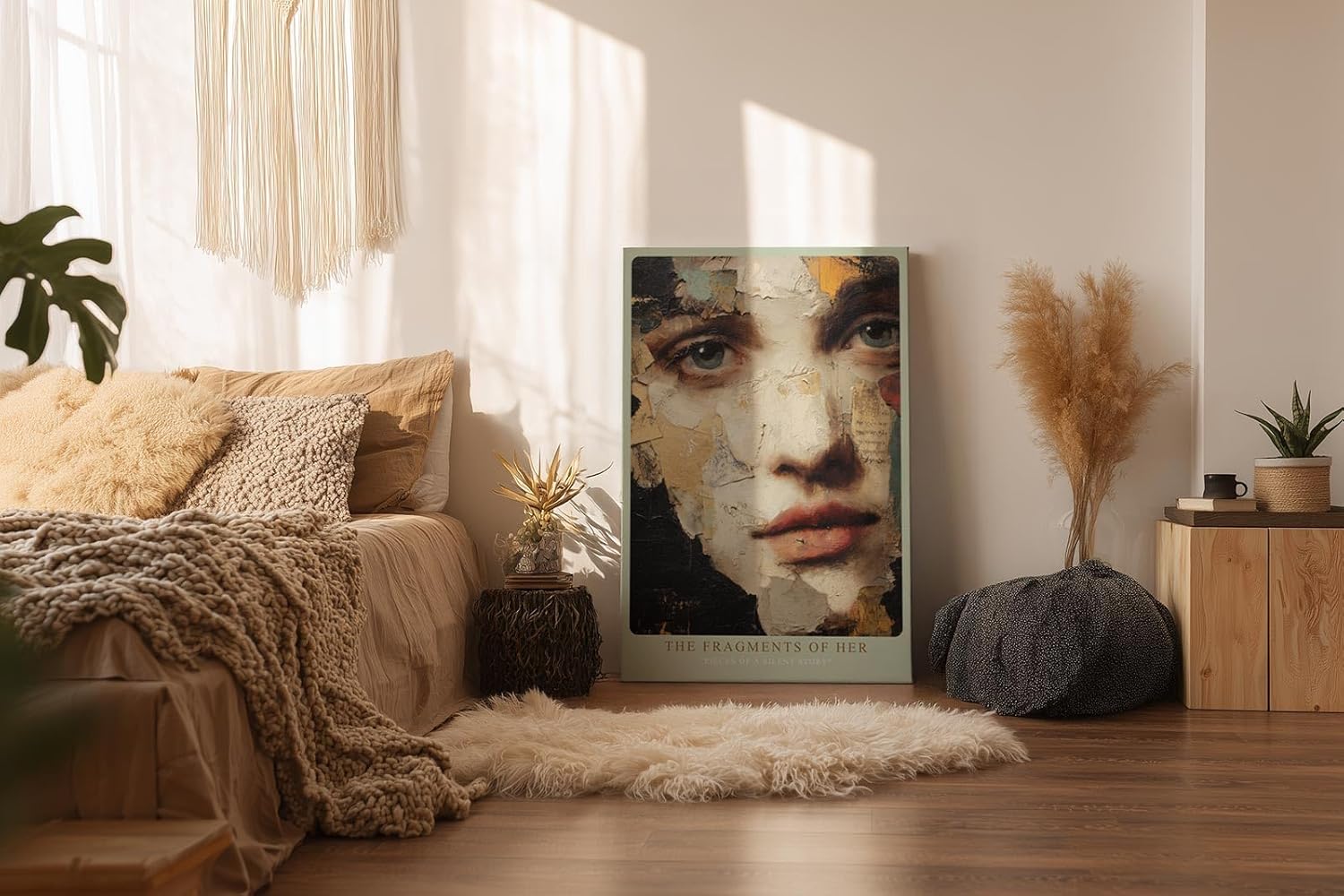 Paul Sinus Wandbild in 40x60cm fragmentiertes Frauenporträt in Mixed-Media-Technik – ausdrucksstarkes Kunstmotiv für moderne Wohnund Galerieräume