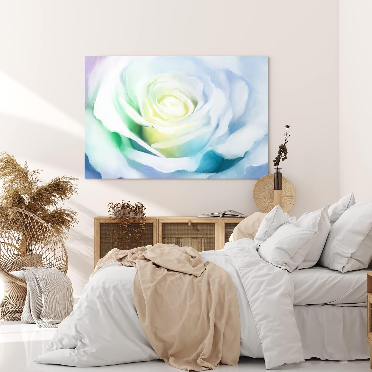 Paul Sinus Wandbild 120x80cm Weiße Rose Blüte Kunstvoll Abstrakt Dekorativ