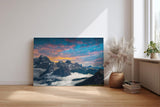 Sinus Art Wandbild 120x80cm Imposantes Alpenmotiv mit schroffen Gipfeln und Wolkenmeer für starke Raumwirkung