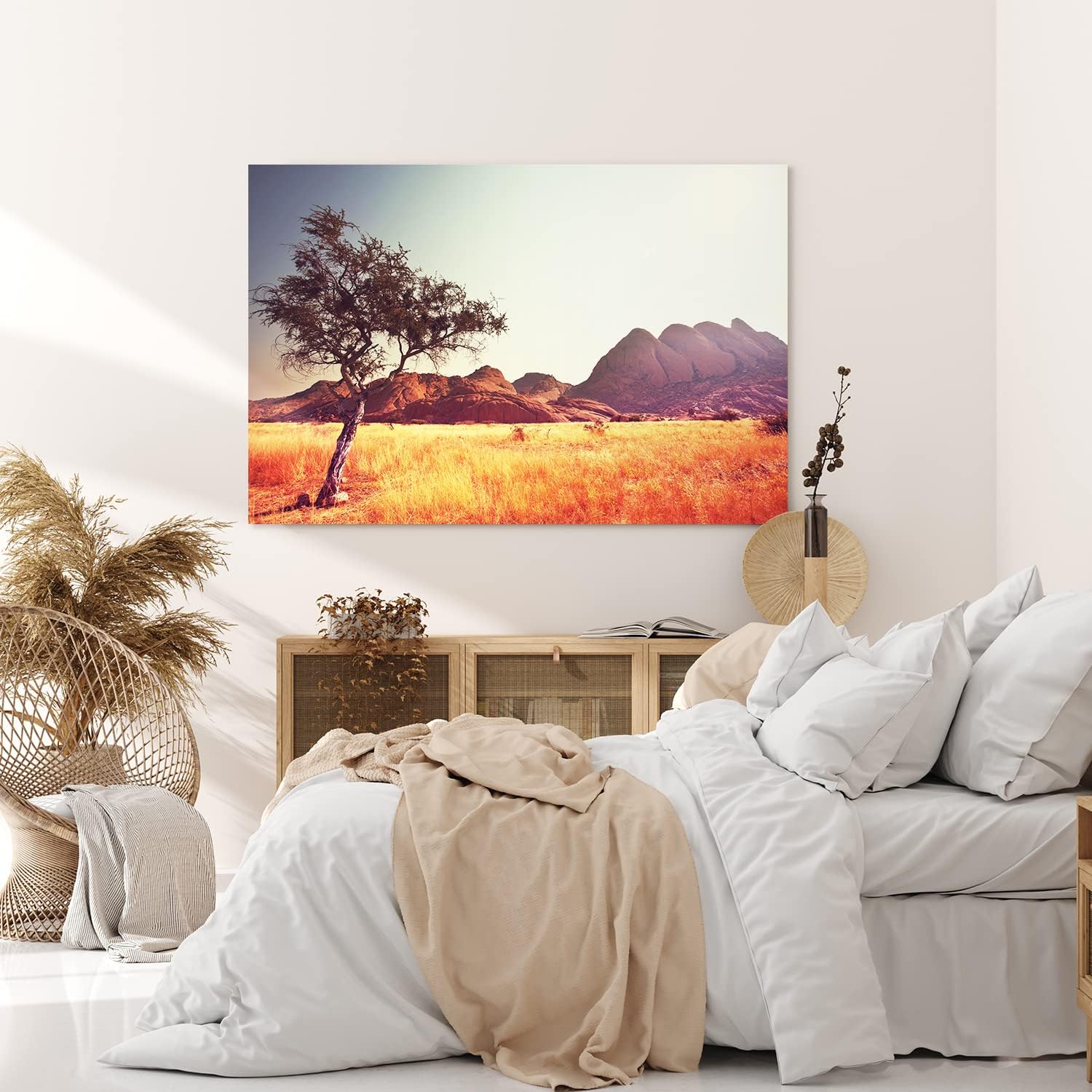 Wandbild 120x80cm Afrikanischen Grasland Berge Baum Natur Wildnis