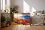 Sinus Art Wandbild 120x80cm Farbintensive Hügellandschaft im Morgenlicht – warm, lebendig und atmosphärisch