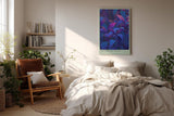 Paul Sinus Wandbild in 40x60cm The Twilight Leaves – Intensiv gefärbte Pflanzenblätter in Blauund Lilatönen, inspiriert vom Zauber der Dämmerung