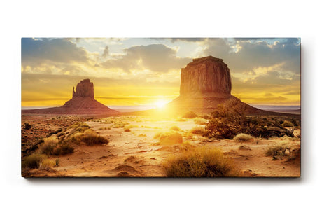 Sinus Art Wandbild 120x80cm Dramatischer Sonnenuntergang mit Wüstenformationen und weitem Himmel