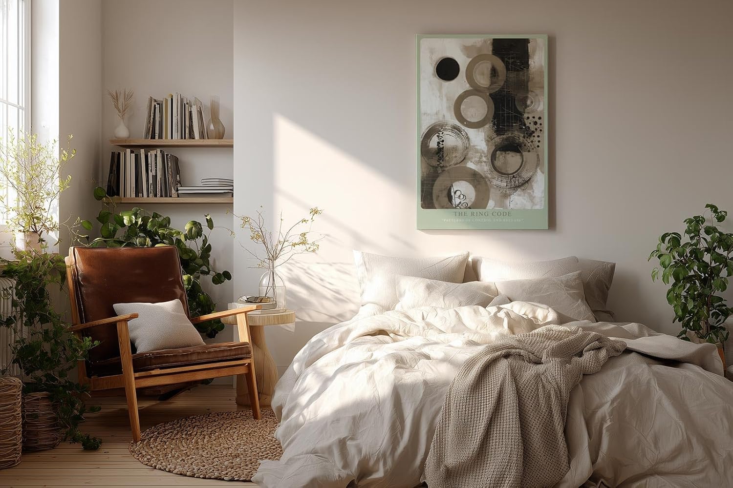 Paul Sinus Wandbild in 40x60cm The Ring Code – Abstrakte Komposition in Sepiaund Grautönen mit markanten Kreisund Linienmustern