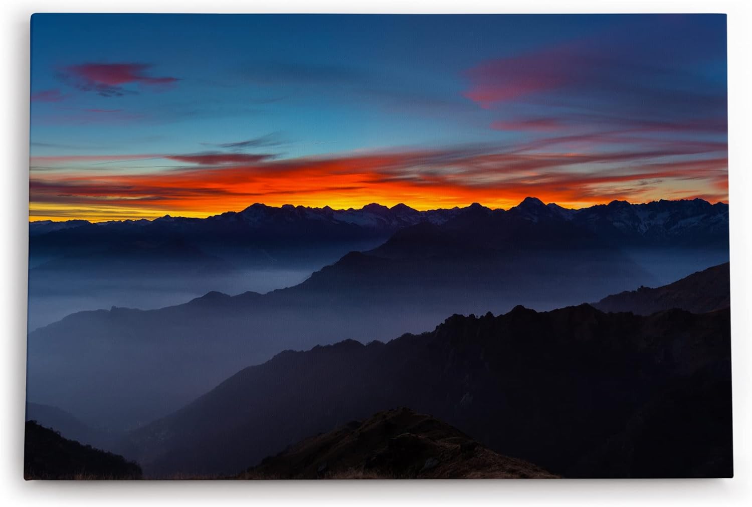 Paul Sinus Wandbild 120x80cm Berge Gebirge Sonnenuntergang Berglandschaft Nacht