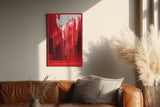 Paul Sinus Wandbild in 40x60cm The Red Veil – Abstraktes Kunstwerk mit dynamischen Linien in kräftigen Rottönen