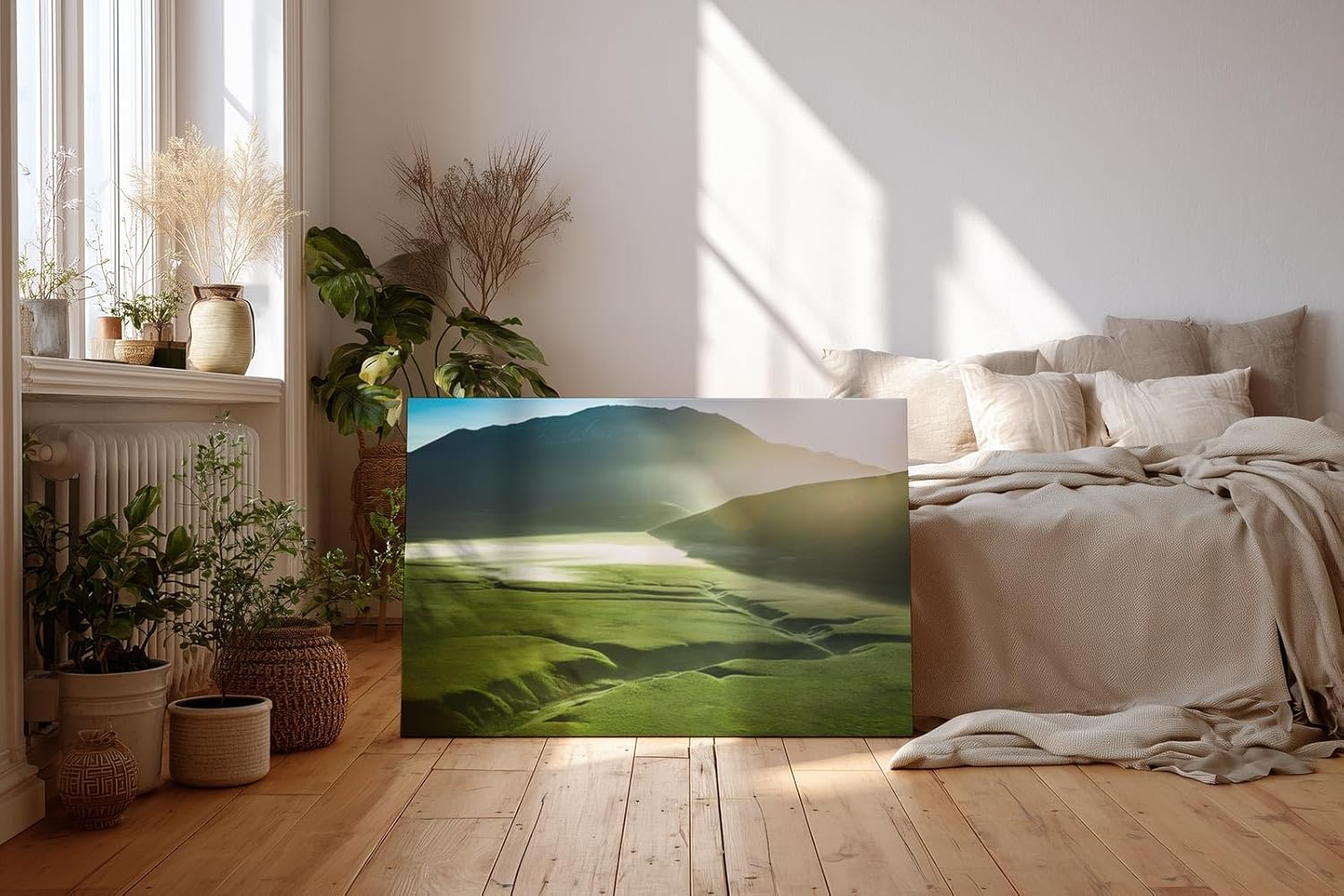 Sinus Art Wandbild 120x80cm Faszinierende Weite mit weichem Sonnenlicht und harmonischer Farbgebung