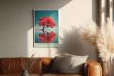 Paul Sinus Wandbild in 40x60cm The Red Silence – leuchtend roter Baum im Wasser mit Spiegelung, moderne Naturfotokunst