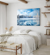 Paul Sinus Wandbild 120x80cm Winter Schnee gefrorener See Tannenwald Eis