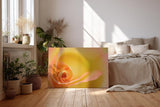 Sinus Art Wandbild 120x80cm Makroperspektive einer gelben Rose – Symbol für Freude, Wärme und Sanftheit