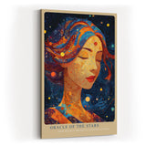 Paul Sinus Wandbild in 40x60cm Oracle of the Stars Abstraktes Frauenporträt mit Sternenmotiven und leuchtenden Farbdetails für inspirierende Raumgestaltung