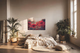 Sinus Art Wandbild 120x80cm Ruhige Szene mit roten Mohnblumen in weicher Unschärfe und natürlichem Licht