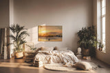 Sinus Art Wandbild 120x80cm Einzelnes Boot auf ruhigem Wasser bei Sonnenuntergang – Natur pur auf Leinwand