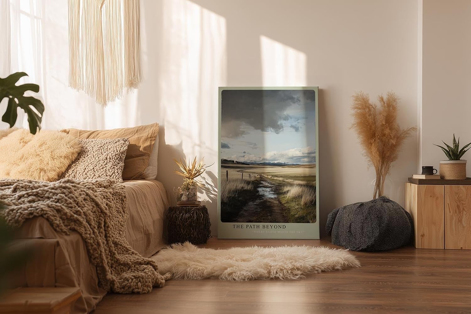 Paul Sinus Wandbild in 40x60cm weiter Feldweg unter wechselndem Himmel – atmosphärisches Landschaftsmotiv für natürliche Raumakzente