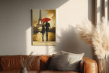 Paul Sinus Wandbild in 40x60cm Together in Paris – romantische Szene eines Paares mit rotem Schirm vor dem Eiffelturm für elegante Raumgestaltung