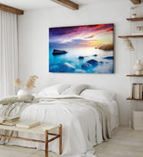 Paul Sinus Wandbild 120x80cm Meer Ozean Sonnenuntergang Felsen Klippen Horizont