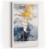 Paul Sinus Kunstdruck 40x60cm Mixed Hues – Farbabstraktion in Blau, Gold und Weiß mit künstlerischer Tiefe und Struktur