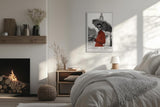 Paul Sinus Leinwandbild 40x60cm Leinwandbild London in Style – Elegante Frau mit rotem Mantel vor Big Ben, stilvolle Schwarz-Weiß-Fotografie