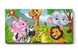 Sinus Art Wandbild 120x80cm Fröhliche Tiergruppe in cartoonhafter Darstellung – ideal für Kinderzimmer