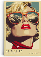 Paul Sinus Leinwandbild 60x90cm Leinwandbild St. Moritz Retro Glamour Alpen Eleganz Fashion Kunst stilvolle Ästhetik luxuriöse Reisezeit moderne Dekoration