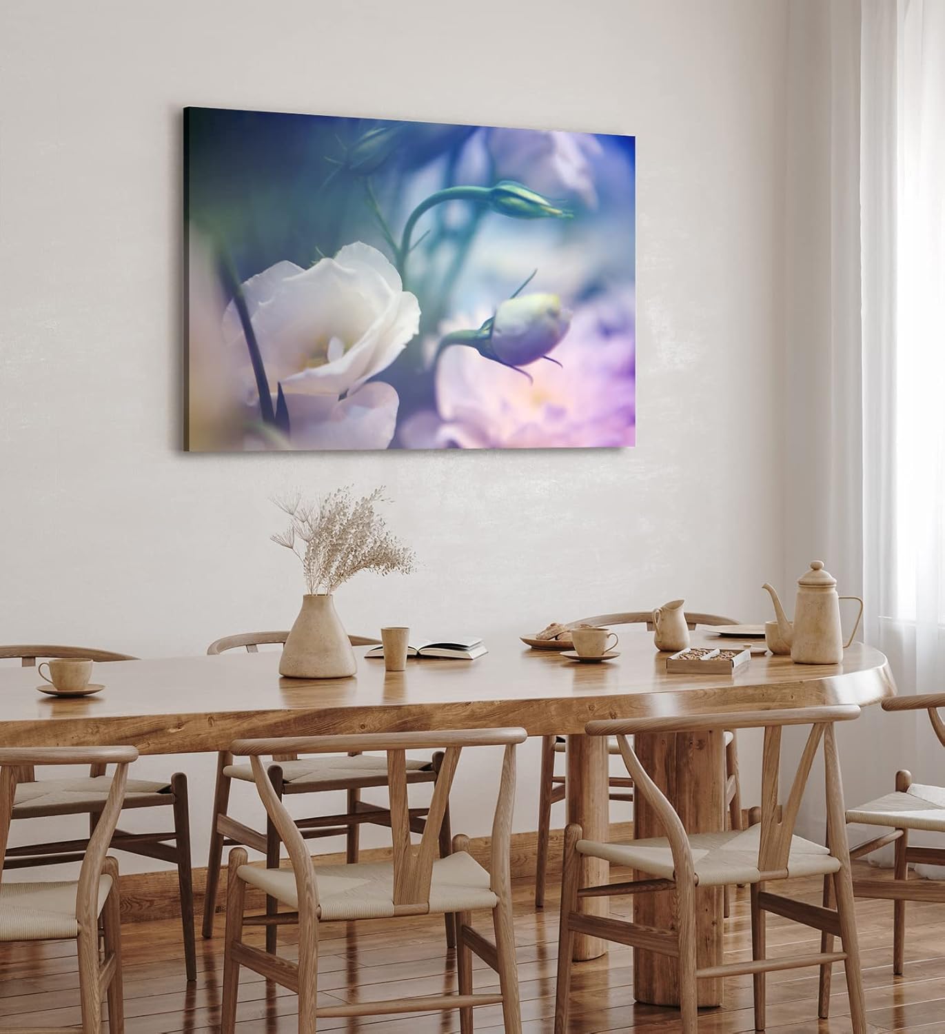 Paul Sinus Wandbild 120x80cm Weiß Blüte Blume Frühling Blau Kunstvoll