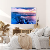 Paul Sinus Wandbild 120x80cm Meer Ozean Strand Horizont Violett Sonnenuntergang
