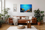 Sinus Art Wandbild 120x80cm Bunte Meeresbewohner und Korallen in einer lebendigen Unterwasserwelt