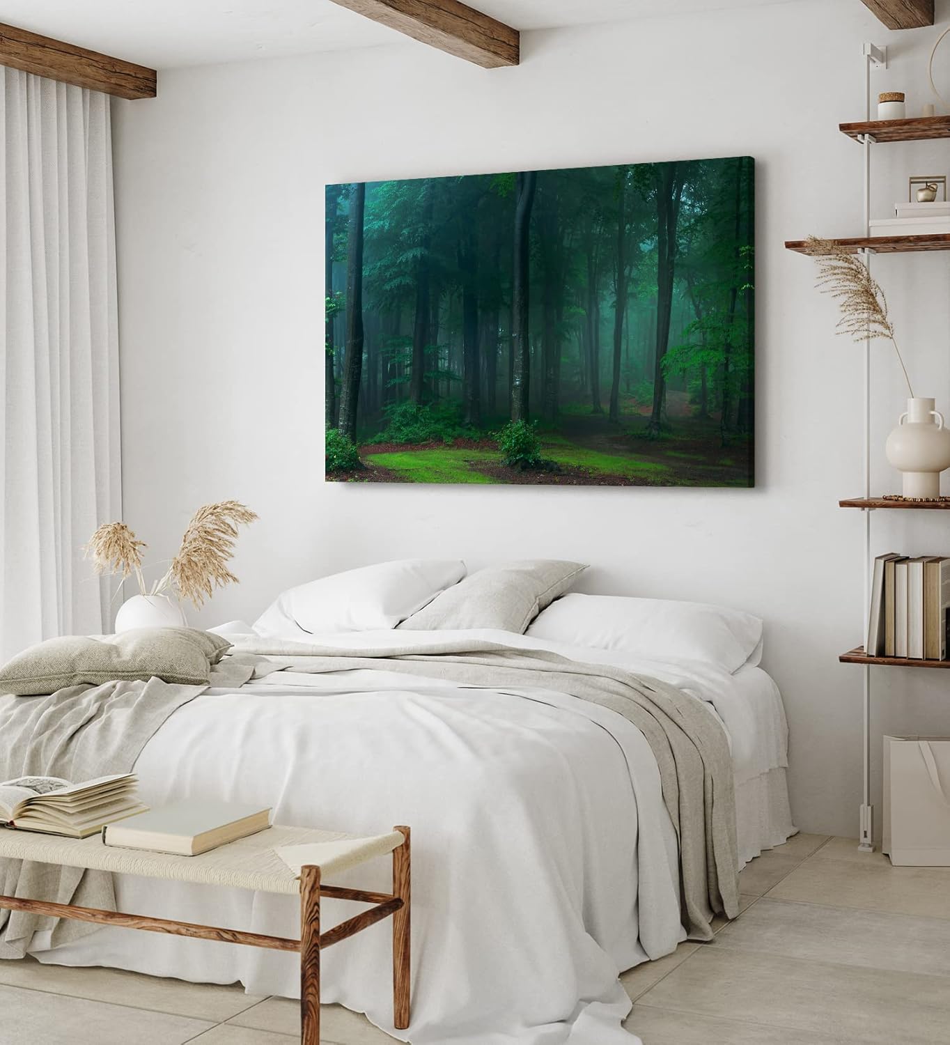 Paul Sinus Wandbild 120x80cm Dunkler Wald Bäume Natur Grün Moos
