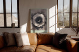 Paul Sinus Wandbild in 40x60cm Inkflower Abstraktes Schwarz-Weiß-Motiv mit blütenähnlicher, radialer Struktur und dunklem Zentrum