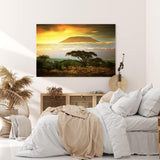 Paul Sinus Wandbild 120x80cm Kilimandscharo Berg Afrika Burkea Bäume Wolken