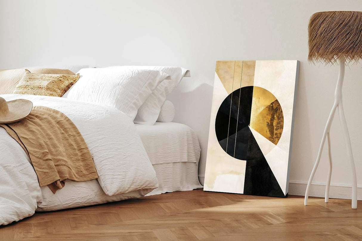 Paul Sinus 60x90cm Wandbild Golden Motion – Powerdesign und Fokusgeometrie im modernen Kreis-Stil auf Leinwand