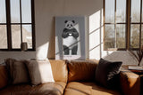 Paul Sinus Wandbild in 40x60cm Panda Heart Panda mit Herzgeste schwarz-weiße Tierkunst auf Leinwand