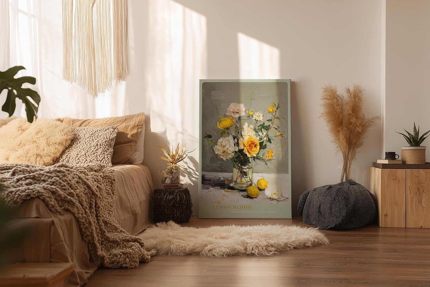 Paul Sinus Wandbild in 40x60cm Stillleben mit gelben und weißen Rosen – ausdrucksstarkes Ölgemälde für elegante Raumgestaltung