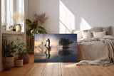 Sinus Art Wandbild 120x80cm Fischer mit Netz in traditioneller Kleidung – Symbol für Handwerk und Stille