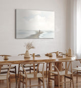 Paul Sinus Wandbild 120x80cm Einsamer Mann Nordsee Meer Horizont Hell weißer Himmel