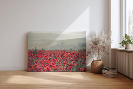 Sinus Art Wandbild 120x80cm Friedliche Blumenlandschaft mit Weitblick und natürlicher Farbintensität