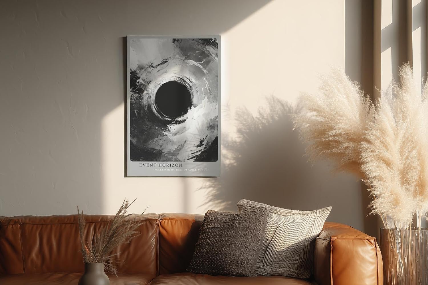 Paul Sinus Wandbild in 40x60cm Event Horizon – Monochrome Abstraktion mit tiefem Zentrum und kraftvollen Strukturen