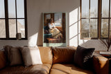 Paul Sinus Wandbild in 40x60cm A Love Story in Paris – Romantische Bahnszene mit Blick auf den Eiffelturm, elegante Frau am Zugfenster, nostalgische Stadtkunst