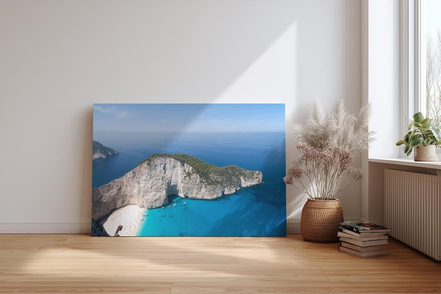 Sinus Art Wandbild 120x80cm Satte Türkistöne, weiße Felsen und mediterranes Flair gestochen scharf