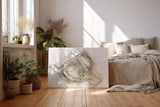 Sinus Art Wandbild 120x80cm Komplexe abstrakte Linienführung in hellem Beige, Grau und dezentem Goldton