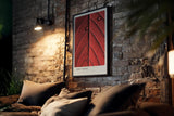 Paul Sinus Kunstdruck 40x60cm Red Veins – Makroaufnahme eines roten Blattes mit strukturierten Adern und Wassertropfen