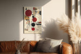 Paul Sinus Wandbild in 40x60cm Circular Rhythm – Geometrische Komposition aus roten, schwarzen und goldenen Kreisen mit strukturiertem Hintergrund