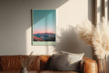 Paul Sinus Wandbild in 40x60cm Mountains at Rest mit von Sonnenlicht gefärbten Bergen unter klarem Himmel für elegante Wandgestaltung