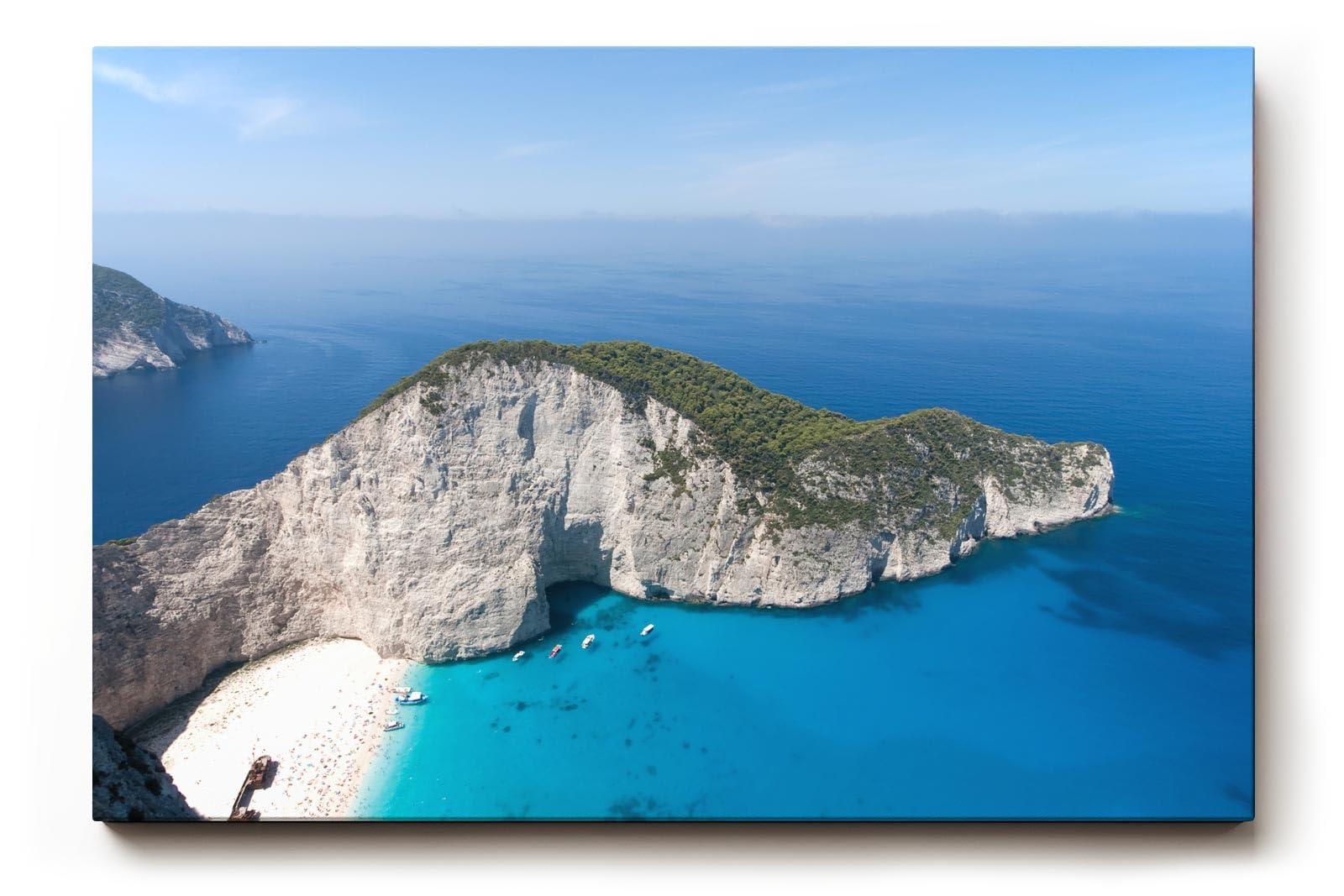 Sinus Art Wandbild 120x80cm Satte Türkistöne, weiße Felsen und mediterranes Flair gestochen scharf